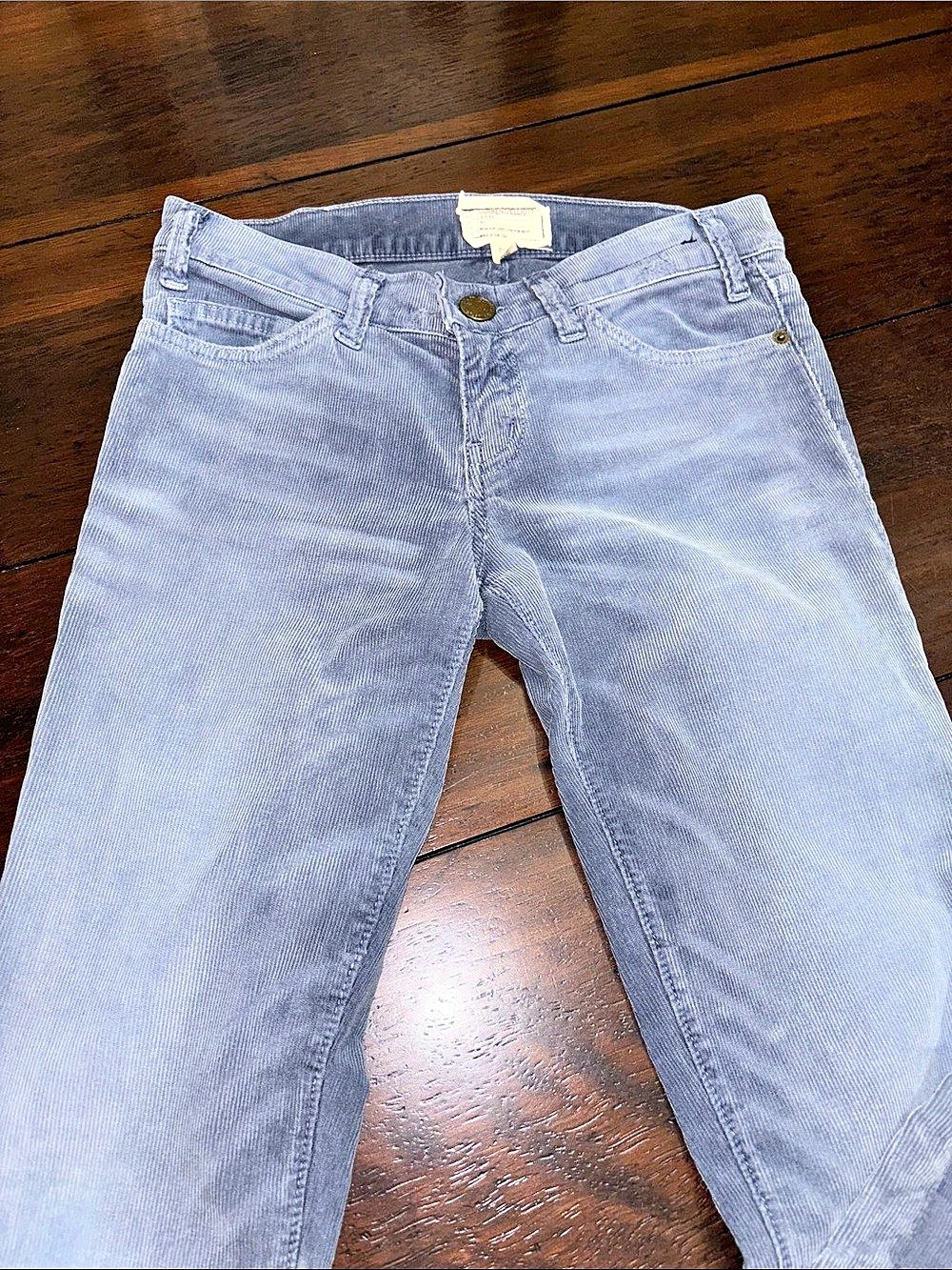 Current/Elliott The Skinny Corduroy Pants Slate  Blue Size 24 0 Low Rise EUC